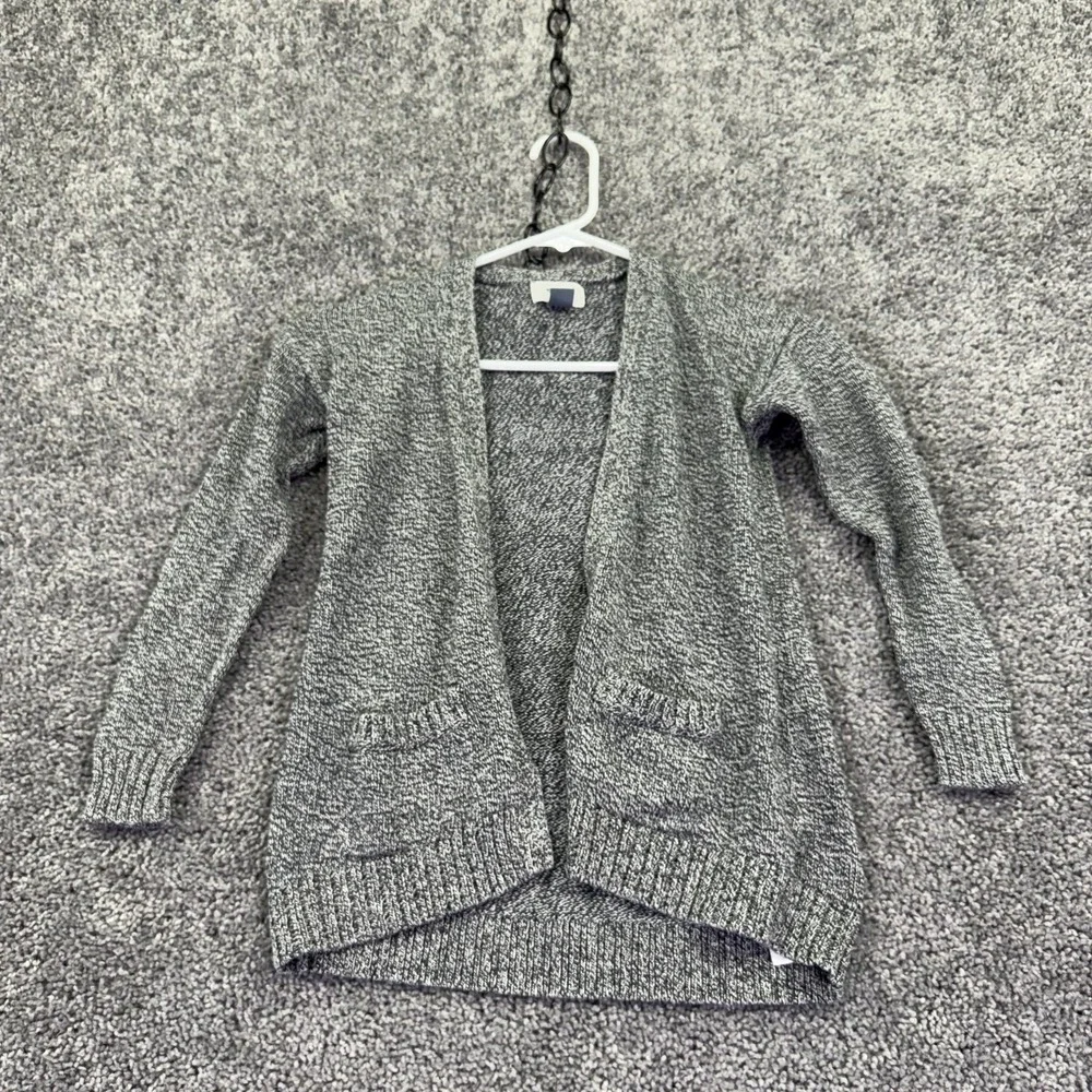 Old Navy Sweater Cardigan Girls 6-7 Gray Open Front Knit Long Sleeve Casual Fall